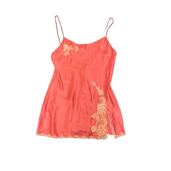 Victoria Secret Angels Women’s Orange Cream Vintage Cami Lace Slip Dress Sz L